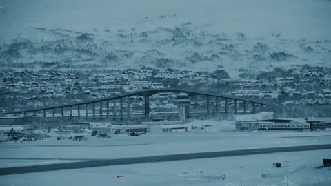 Tromso Bridge in the winter Stock Footage 332522744
