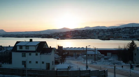 Tromsø at dusk Stock Footage 37262905