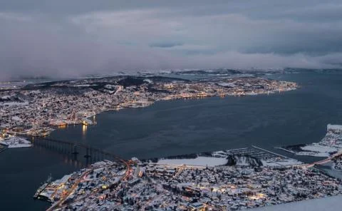 Tromso town in winter Stock Photos