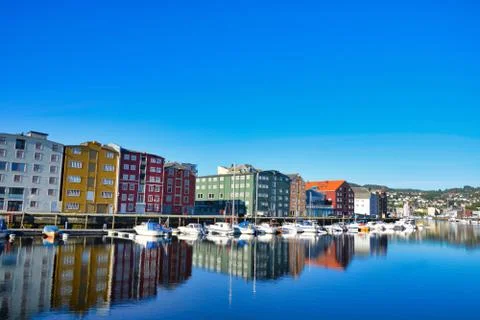 Trondheim marinaview Stock Photos