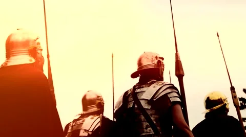 Troop of historical gladiators marching together. shot on Red Epic Stock-Footage 41816689
