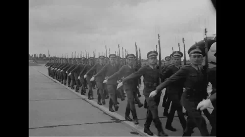 Troop performed march and parade - 1959 Stock Footage 101429047