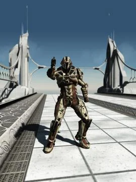 Trooper on the Bridge Stock Illustration