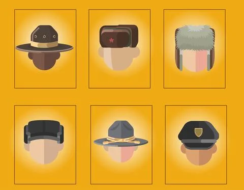 Trooper Hats Vector In Flat Design Stock Illustration