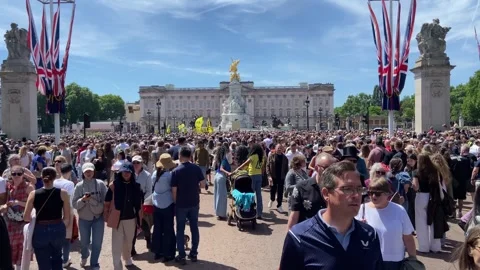 Trooping the colour crowds leaving 2026 at Buckingham Palace London Stock Footage 336961236