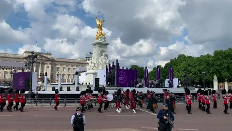 Trooping of the Colour at Queens Platinum Jubilee London Buckingham Palace Stock Footage 196288380