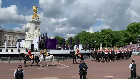 Trooping of the Colour at Queens Platinum Jubilee London Buckingham Palace Stock Footage 196302265