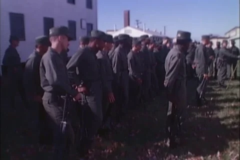 Troops leave after the briefing with Colonel Kohl - 1980 Stock Footage 106052595
