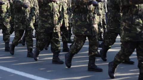 Troops Marching Stock Footage 46128423
