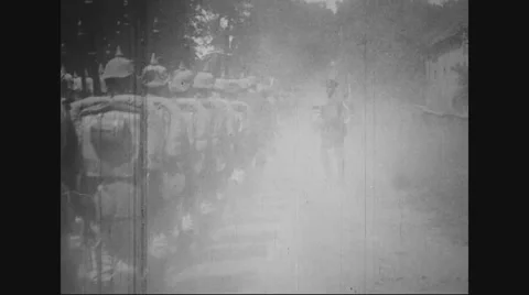 Troops of military soldiers marching in rows Stock Footage 43312511