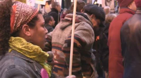 'Troops out now!' - Iraq War protest march Stock Footage 10683392