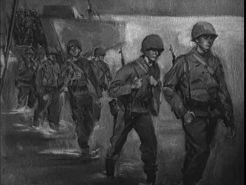 Troops parade after their victory in Africa in WWII and general Eisenhower is Stock Footage 75269070