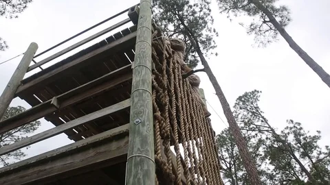 Troops on a Rope Ladder  co Stock Footage 116613658