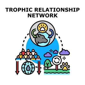 Trophic relationship network depicting ecological balance Stock Illustration