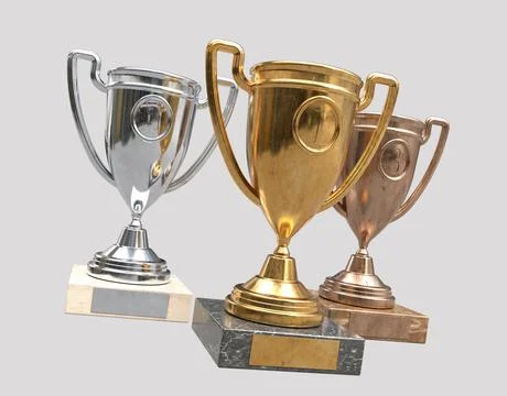 Trophies for first, second and third place in sports Stock Illustration