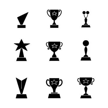 Trophies solid icons collection. glyph hand drawn style. isolated illustratio 스톡 일러스트