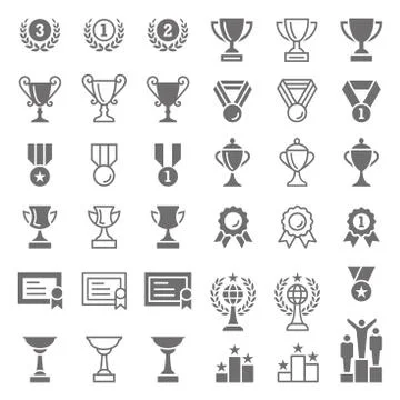 Trophy and awards vector icons set Stock Illustration