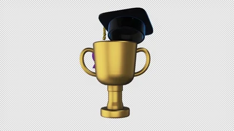 Trophy and graduation cap Stock Footage 307843291