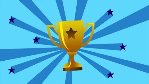 Trophy on Blue Background Stock Footage 258600506