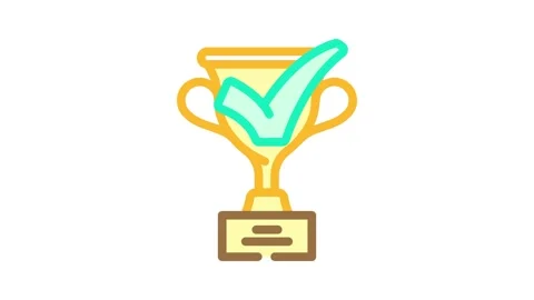 Trophy check mark color icon animation Stock Footage 327266517