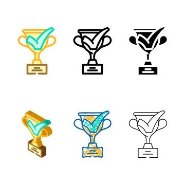 Trophy check mark color icon vector stylized Stock Illustration