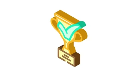 Trophy check mark isometric icon animation Stock Footage 327289463