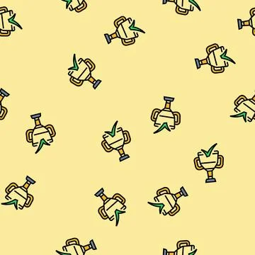 Trophy check mark vector seamless pattern Stock Illustration