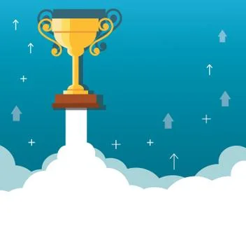 Trophy on cloud, start up business concept illustration Illustrazione stock