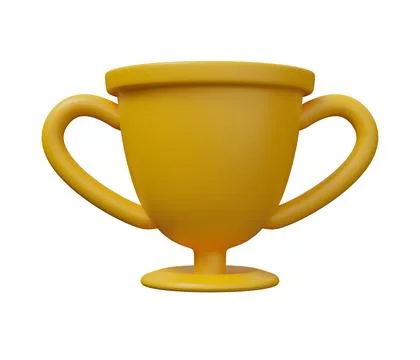 Trophy cup 3d icon. 3d render minimal cartoon illustration Stock Illustration