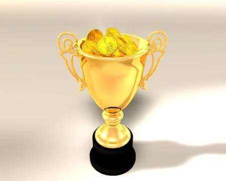 Trophy cup and coins Stock Illustration