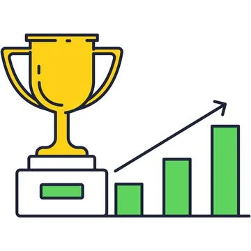 Trophy cup and graph chart stair step up icon Stock Illustration