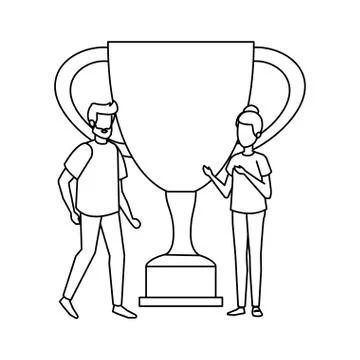 Trophy cup award with couple Ilustração Stock