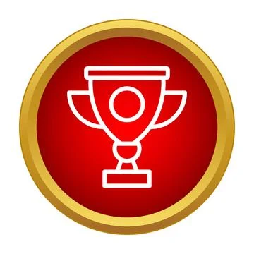 Trophy cup award icon in red gold circle Stock Illustration