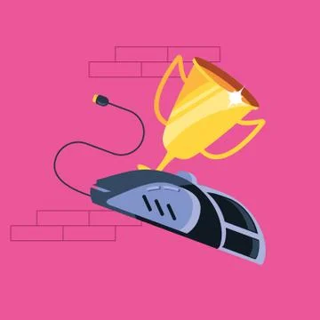 Trophy cup award with mouse Stock Illustration