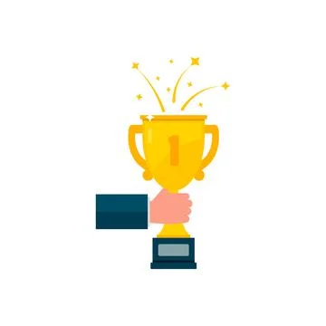 Trophy cup, award, vector icon in flat style Stock Illustration