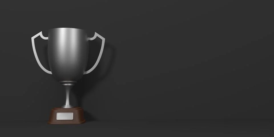Trophy cup on black background with copy space Stock Illustration
