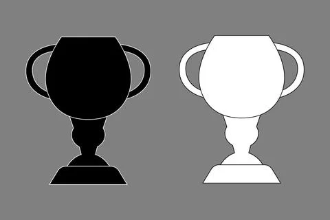 Trophy cup black white icon outline Stock Illustration