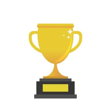 Trophy cup. Cup gold colored. Trophy in flat style. Isolated background. Vect Stock Illustration