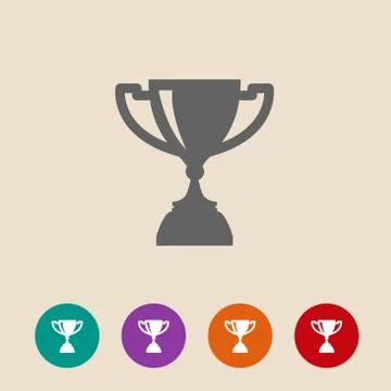 Trophy cup flat icon with long shadow Stock Illustration