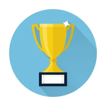 Trophy Cup Flat Icon with Long Shadow Stock Illustration