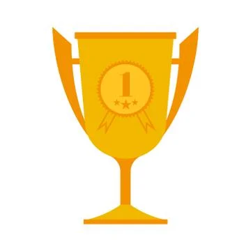 Trophy Cup Flat Icon with Long Shadow. Vector. Stock Illustration