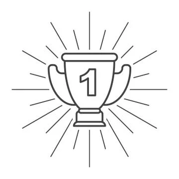 Trophy Cup Flat Icon with unit on white background Stock Illustration