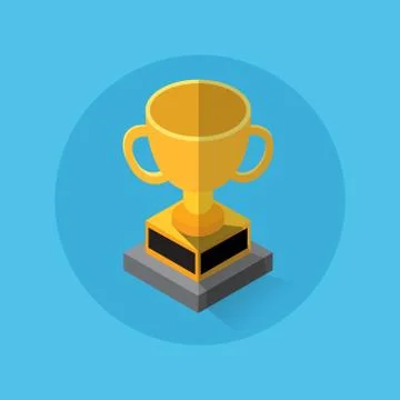 Trophy cup flat icon, Winner cup -Vector Illustration Stock Illustration