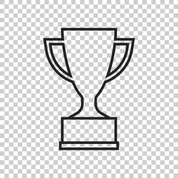 Trophy cup flat vector icon in line style. Simple winner symbol. Black illust Illustrazione stock