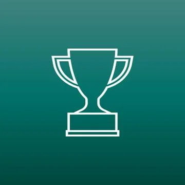 Trophy cup flat vector icon in line style. Simple winner symbol. White illust Illustrazione stock