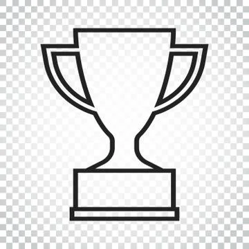 Trophy cup flat vector icon in line style. Simple winner symbol. Black illust Stock Illustration