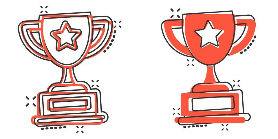 Trophy cup icon in comic style. Goblet prize cartoon vector illustration on i Stock Illustration