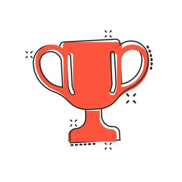 Trophy cup icon in comic style. Goblet prize cartoon vector illustration on.. Stock Illustration