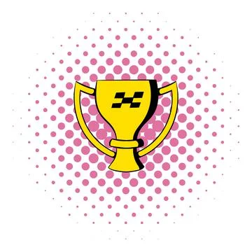Trophy cup icon, comics style Illustrazione stock