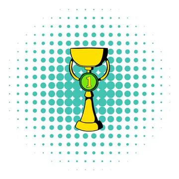 Trophy cup icon, comics style Illustrazione stock